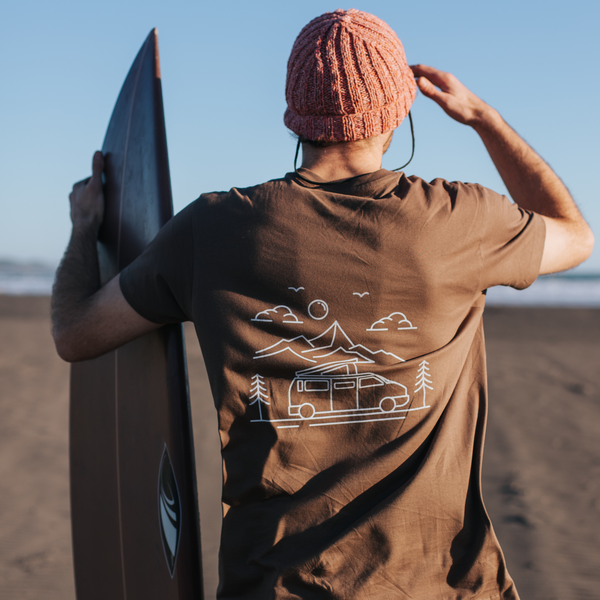 Polera manga corta hombre camper café - algodón orgánico