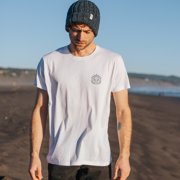 POLERA MANGA CORTA HOMBRE SUNRISE BLANCA - ALGODÓN ORGÁNICO